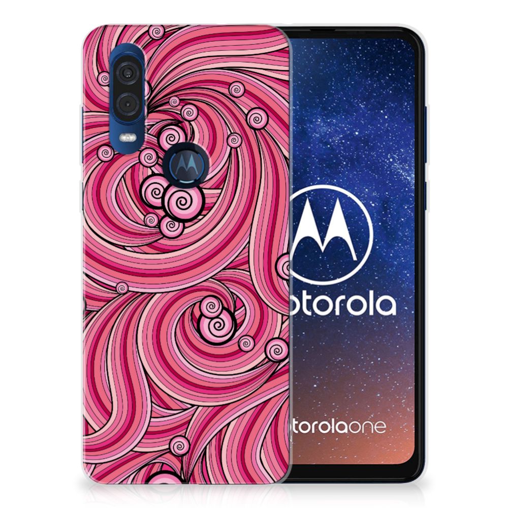 Motorola One Vision Hoesje maken Swirl Pink