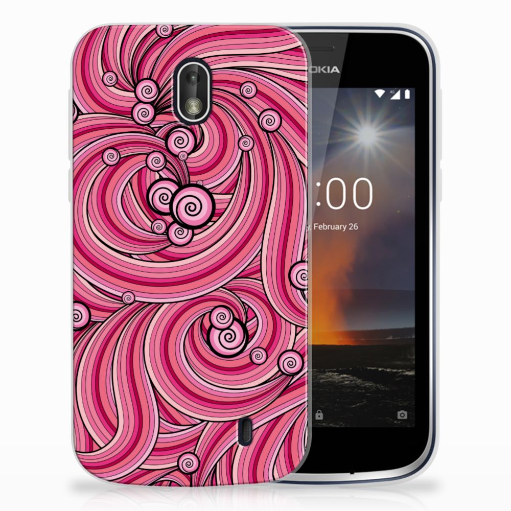Nokia 1 Hoesje maken Swirl Pink