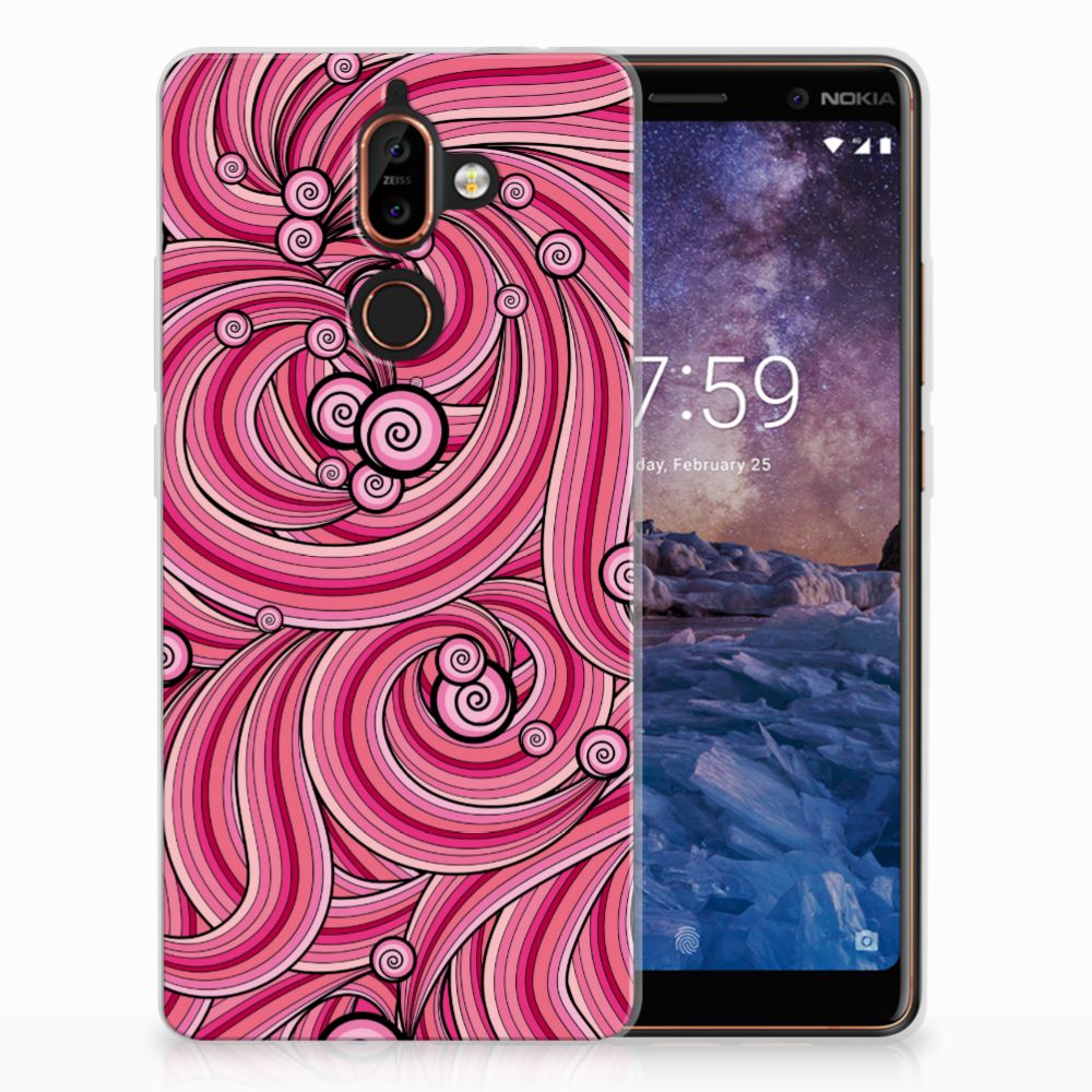Nokia 7 Plus Uniek TPU Hoesje Swirl Pink