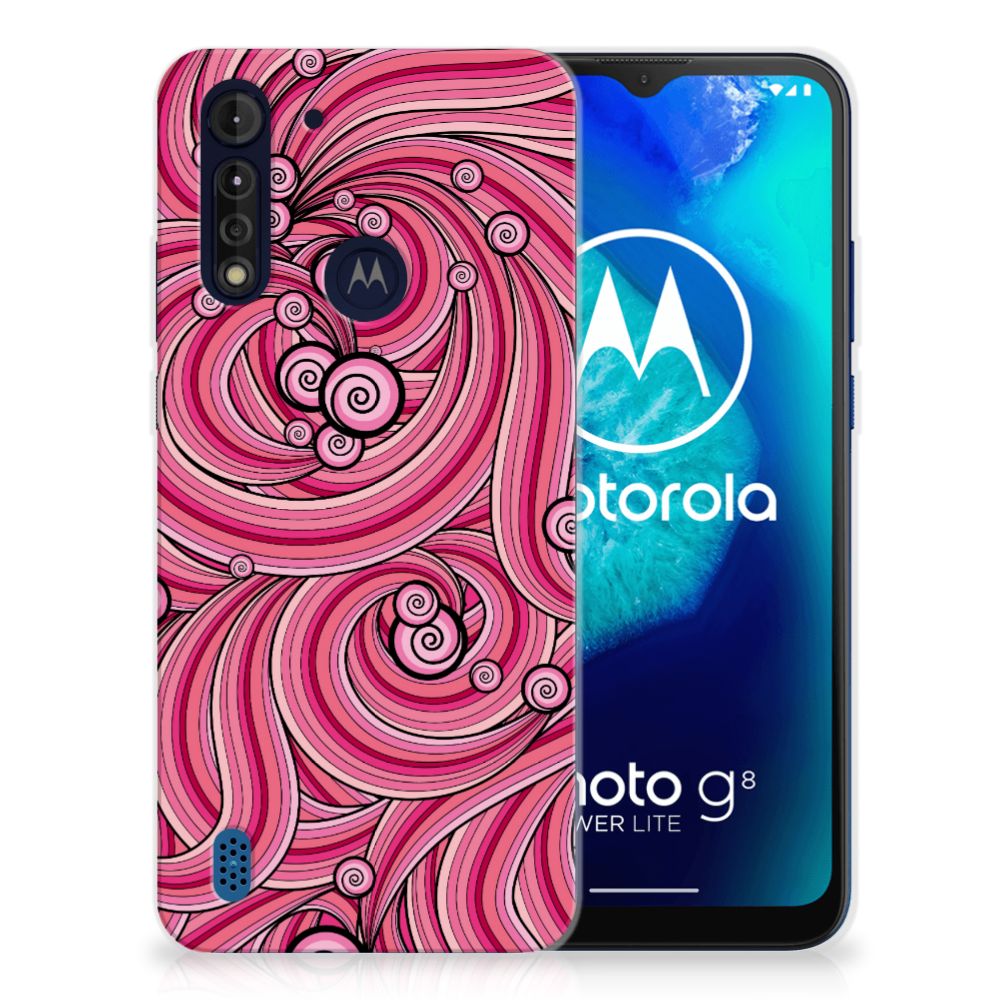 Motorola Moto G8 Power Lite Hoesje maken Swirl Pink
