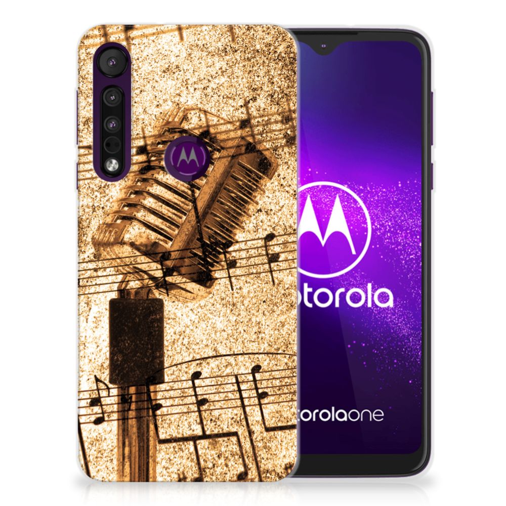 Motorola One Macro Siliconen Hoesje met foto Bladmuziek