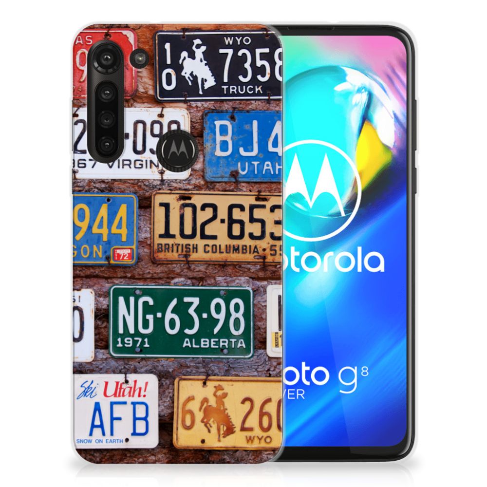 Motorola Moto G8 Power Siliconen Hoesje met foto Kentekenplaten