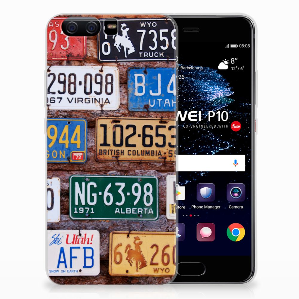 Huawei P10 Siliconen Hoesje met foto Kentekenplaten