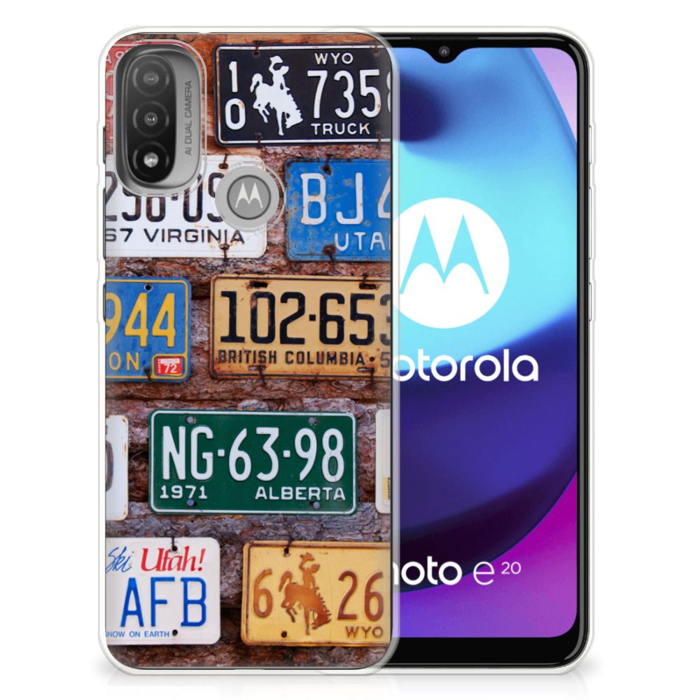 Motorola Moto E20 | E40 Siliconen Hoesje met foto Kentekenplaten