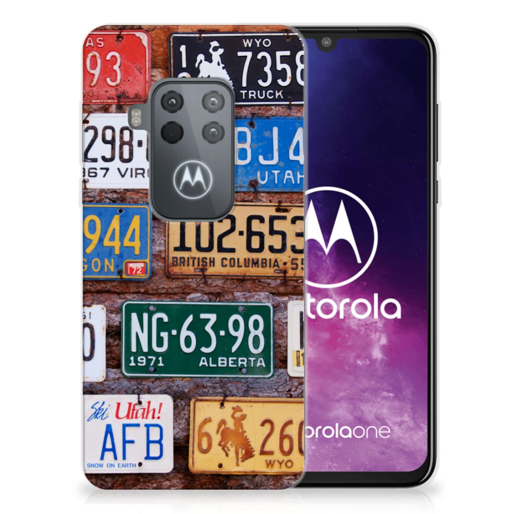 Motorola One Zoom Siliconen Hoesje met foto Kentekenplaten