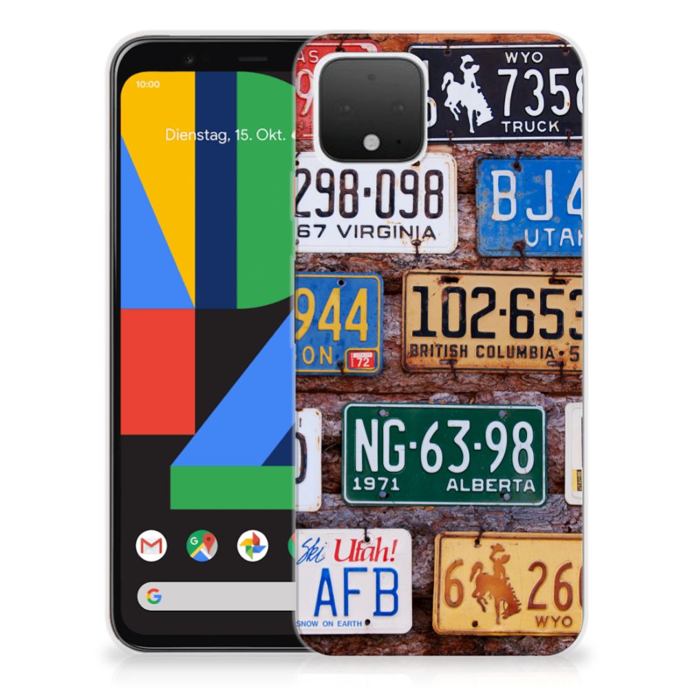 Google Pixel 4 Siliconen Hoesje met foto Kentekenplaten