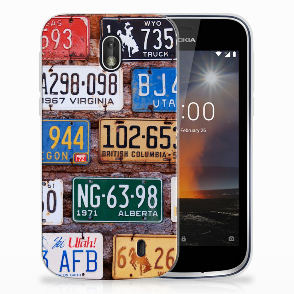 Nokia 1 Siliconen Hoesje met foto Kentekenplaten