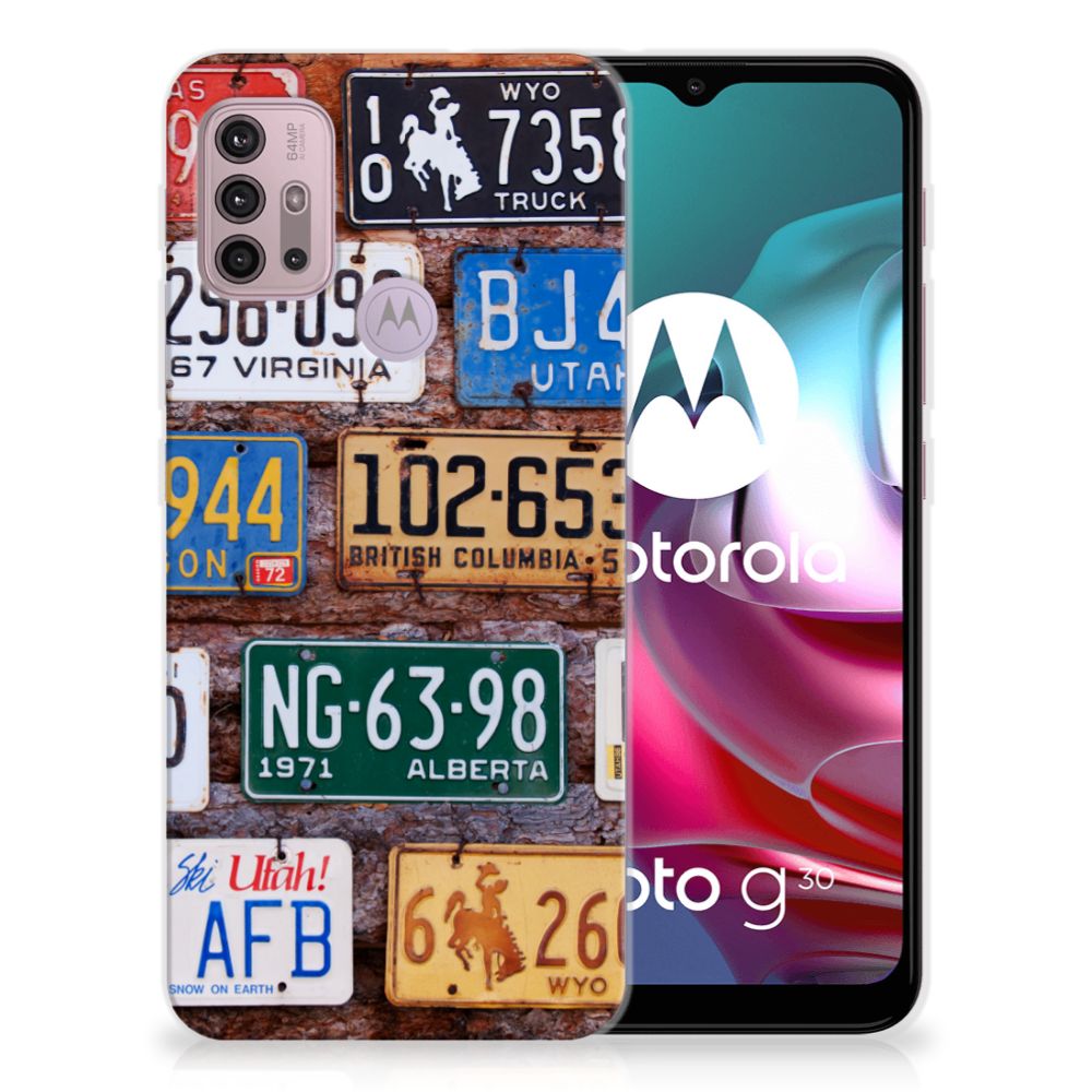 Motorola Moto G30 | G10 Siliconen Hoesje met foto Kentekenplaten
