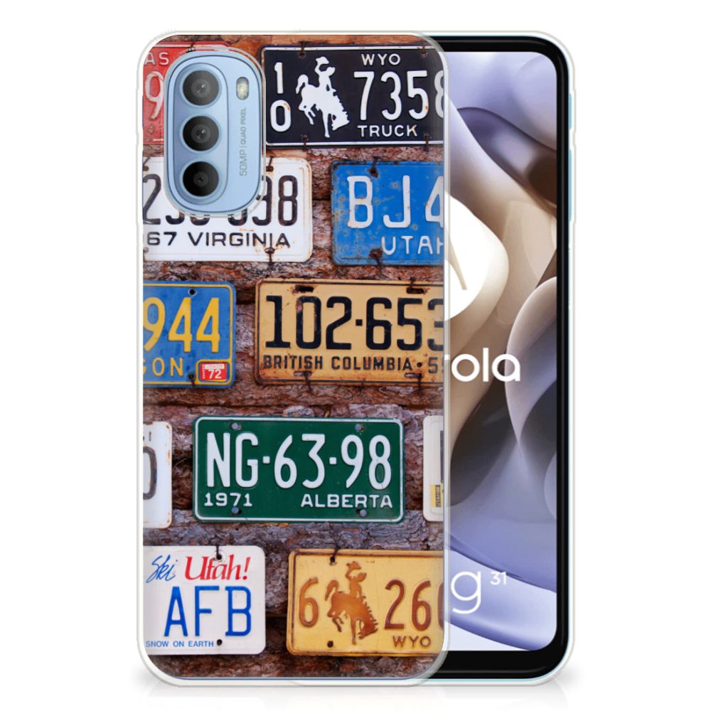 Motorola Moto G31 | G41 Siliconen Hoesje met foto Kentekenplaten