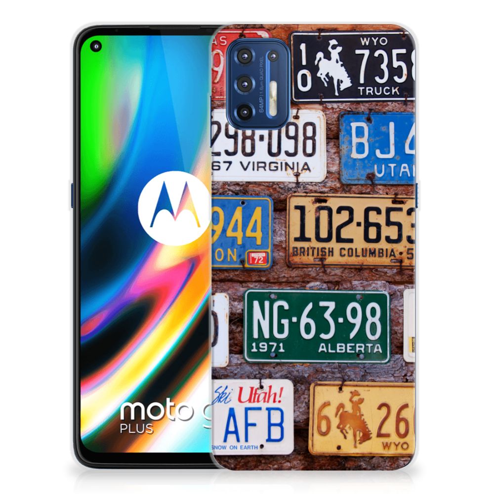 Motorola Moto G9 Plus Siliconen Hoesje met foto Kentekenplaten
