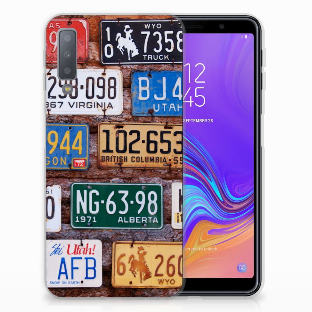 Samsung Galaxy A7 (2018) Siliconen Hoesje met foto Kentekenplaten
