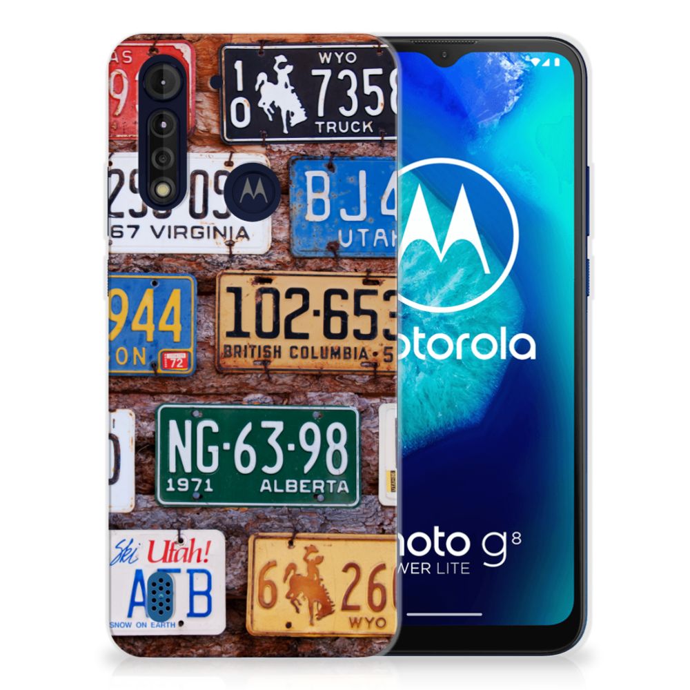 Motorola Moto G8 Power Lite Siliconen Hoesje met foto Kentekenplaten