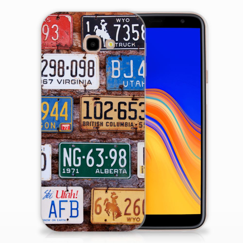Samsung Galaxy J4 Plus (2018) Siliconen Hoesje met foto Kentekenplaten