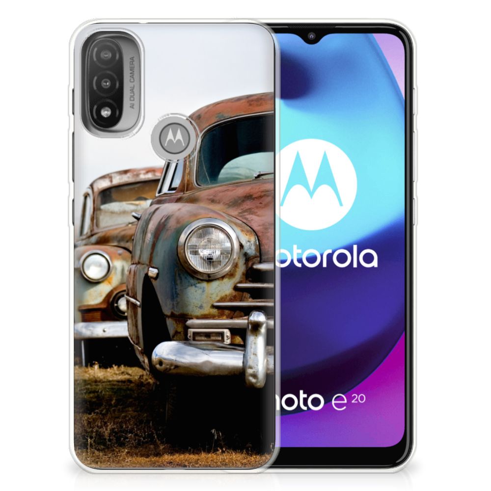 Motorola Moto E20 | E40 Siliconen Hoesje met foto Vintage Auto