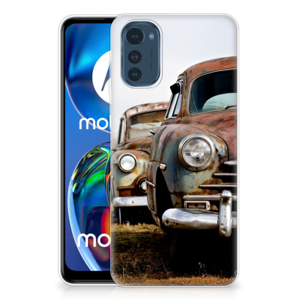 Motorola Moto E32/E32s Siliconen Hoesje met foto Vintage Auto