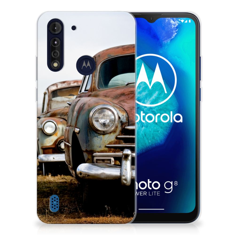 Motorola Moto G8 Power Lite Siliconen Hoesje met foto Vintage Auto