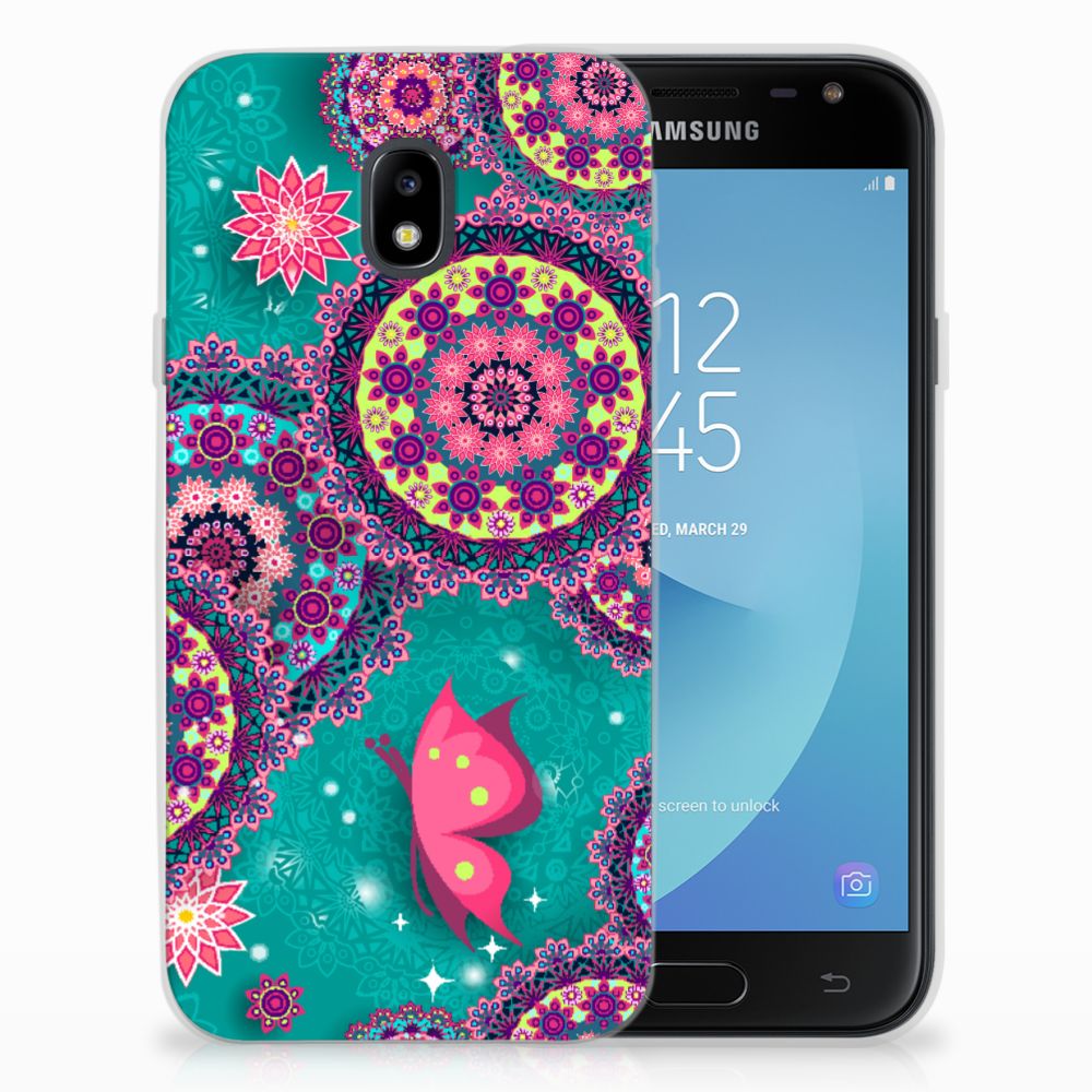 Samsung Galaxy J3 2017 Uniek TPU Hoesje Cirkels en Vlinders