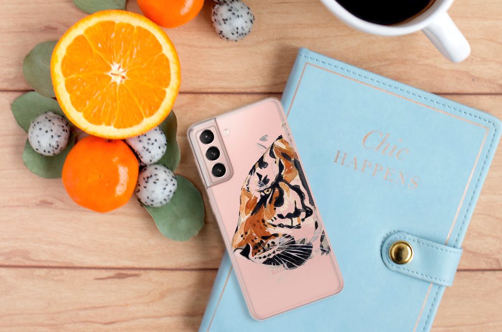 Hoesje maken Samsung Galaxy S21 Watercolor Tiger