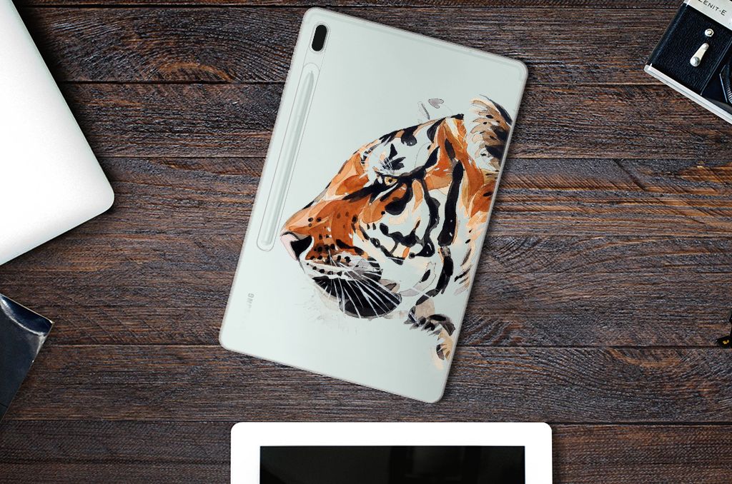 Tablethoes Samsung Galaxy Tab S7FE Watercolor Tiger