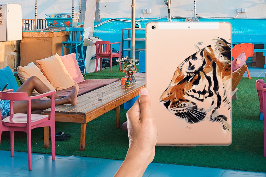 Tablethoes Apple iPad 10.2 | iPad 10.2 (2020) | 10.2 (2021) Watercolor Tiger