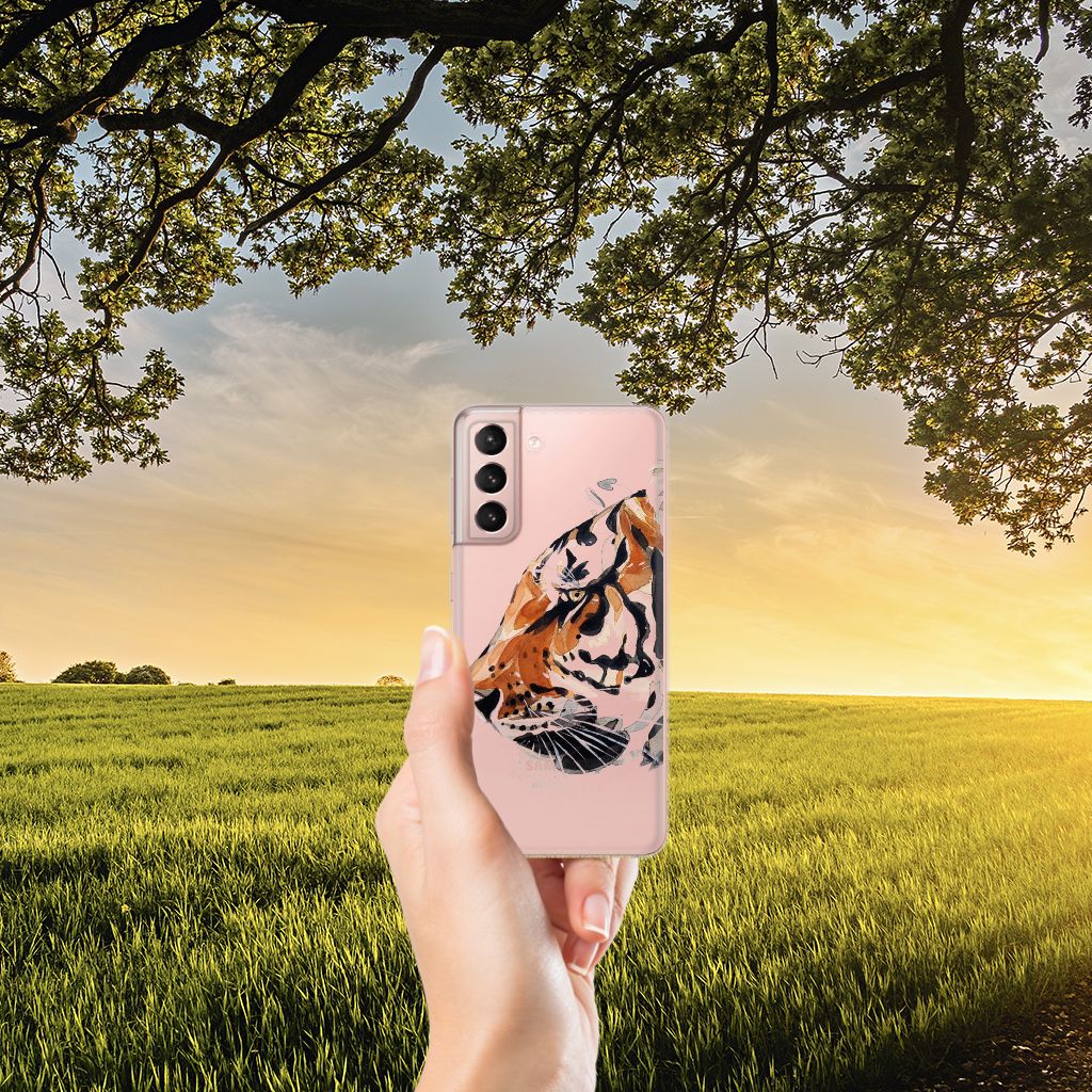 Hoesje maken Samsung Galaxy S21 Watercolor Tiger
