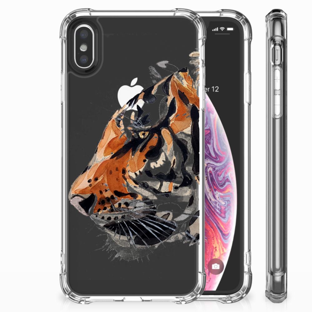 Apple iPhone Xs Max Uniek TPU Hoesje Watercolor Tiger