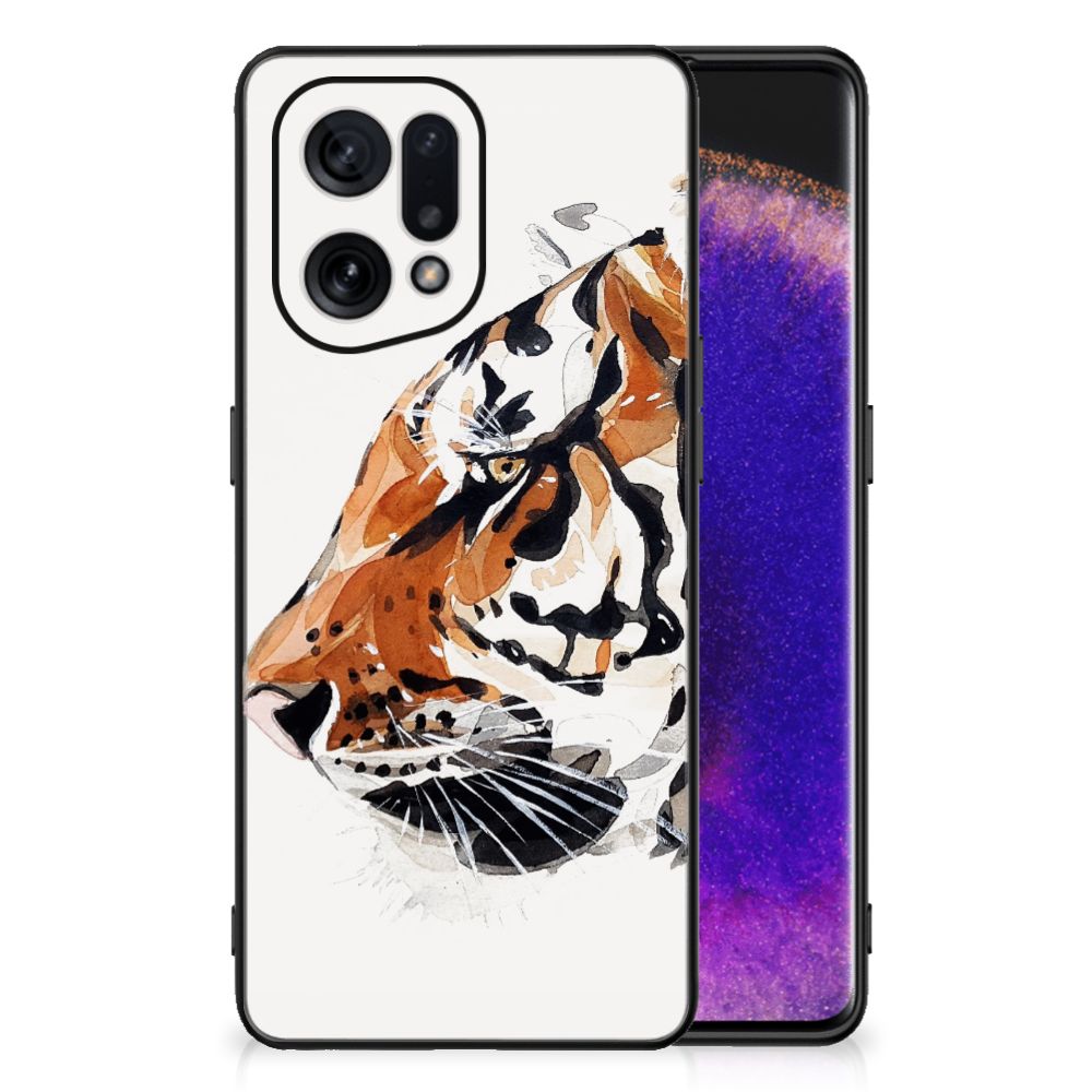 Kleurrijke Telefoonhoesje OPPO Find X5 Watercolor Tiger