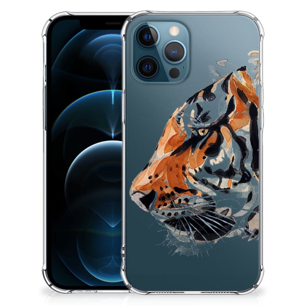 Back Cover iPhone 12 | 12 Pro Watercolor Tiger