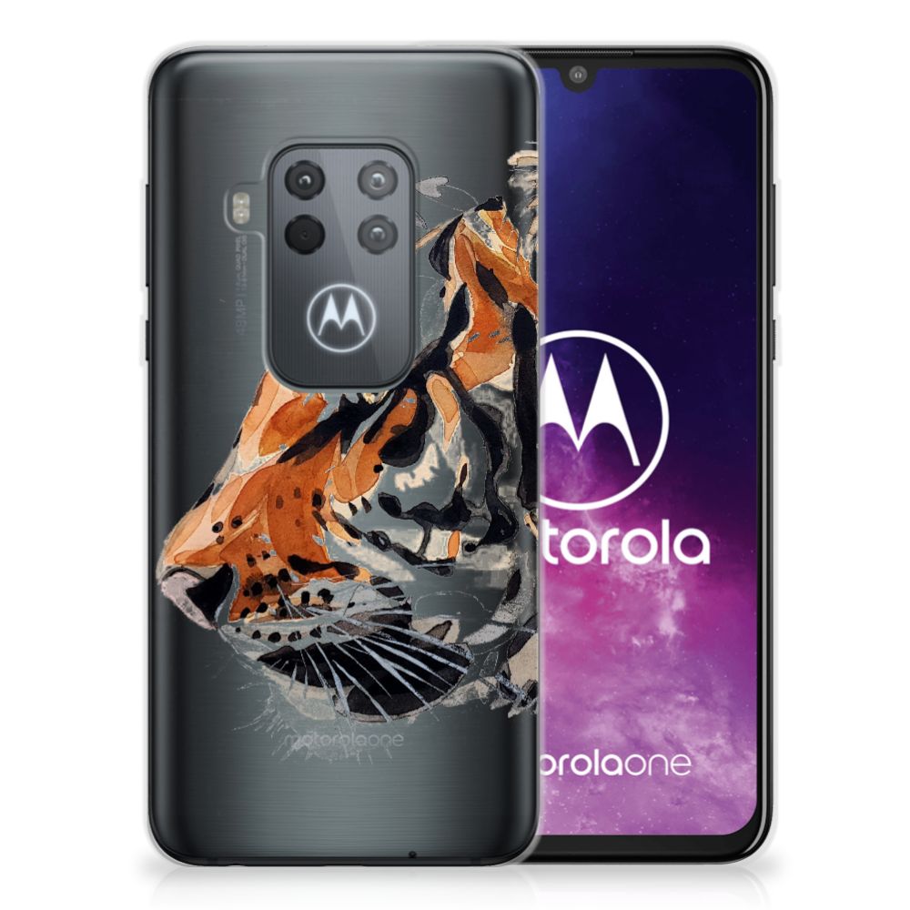 Hoesje maken Motorola One Zoom Watercolor Tiger