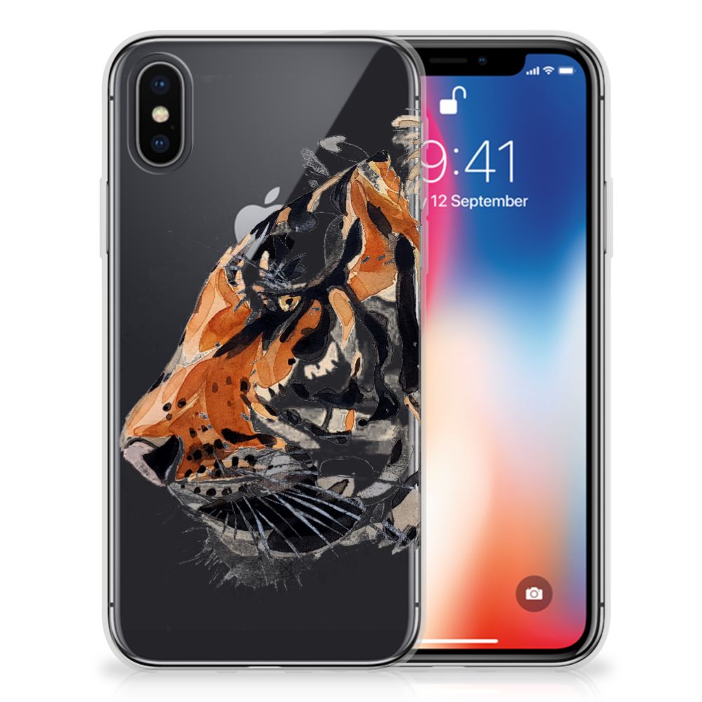 Apple iPhone X | Xs Uniek TPU Hoesje Watercolor Tiger