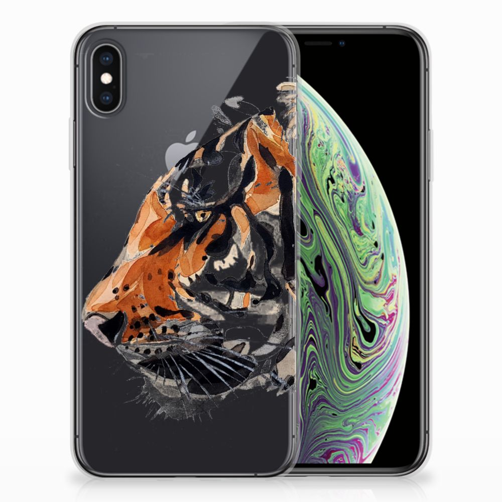 Apple iPhone Xs Max Uniek TPU Hoesje Watercolor Tiger