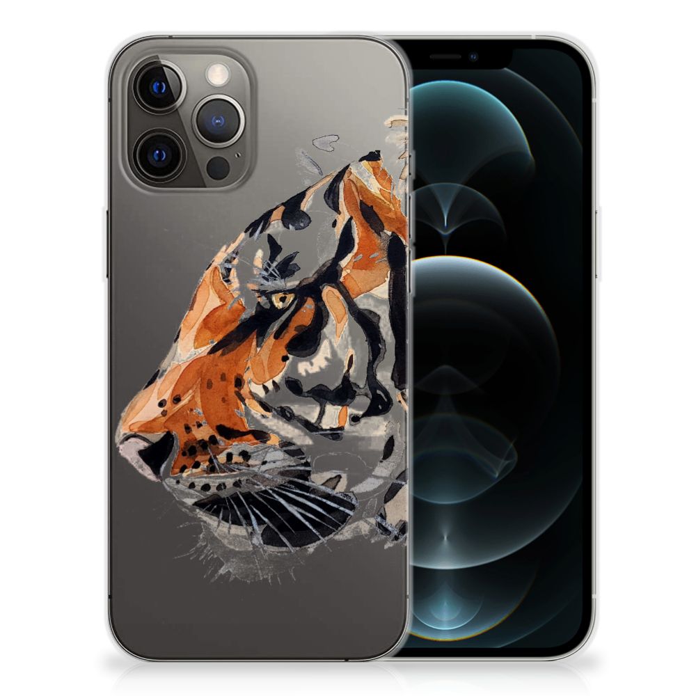 Hoesje maken iPhone 12 Pro Max Watercolor Tiger