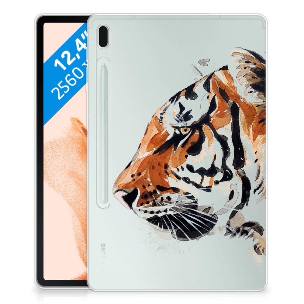 Tablethoes Samsung Galaxy Tab S7FE Watercolor Tiger