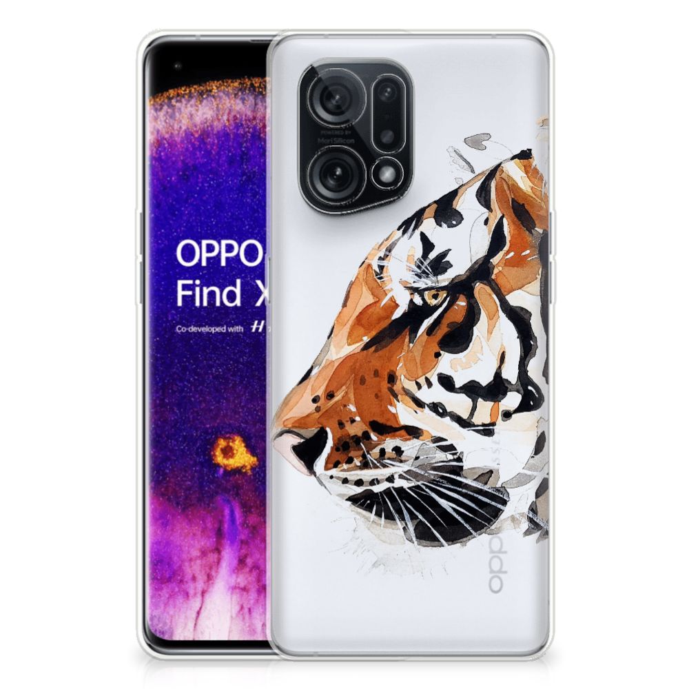 Hoesje maken OPPO Find X5 Watercolor Tiger