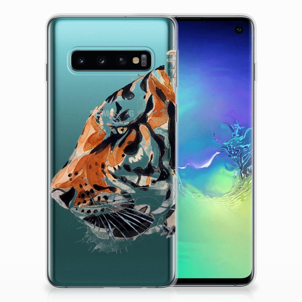 Hoesje maken Samsung Galaxy S10 Watercolor Tiger