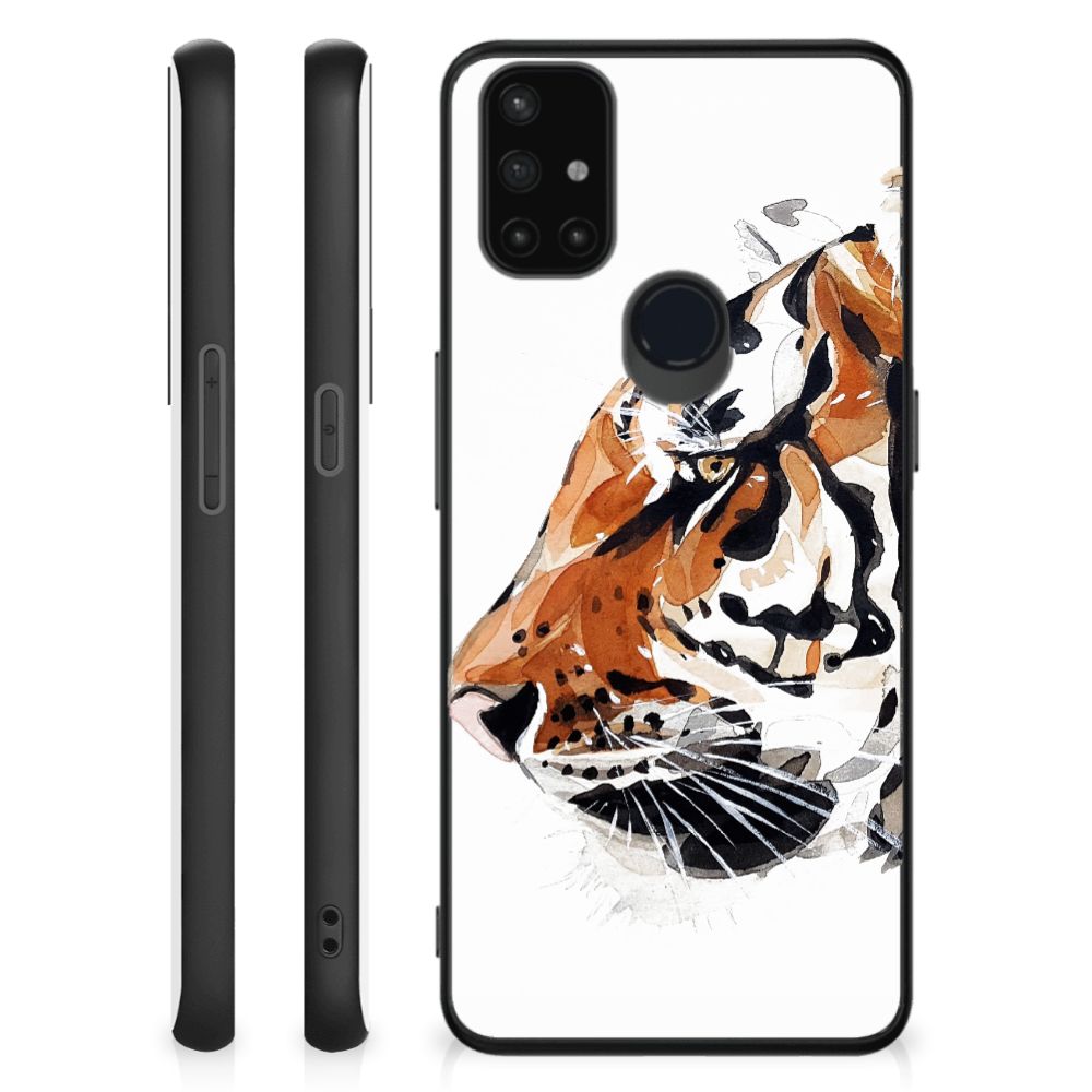 Kleurrijke Telefoonhoesje OnePlus Nord N10 5G Watercolor Tiger