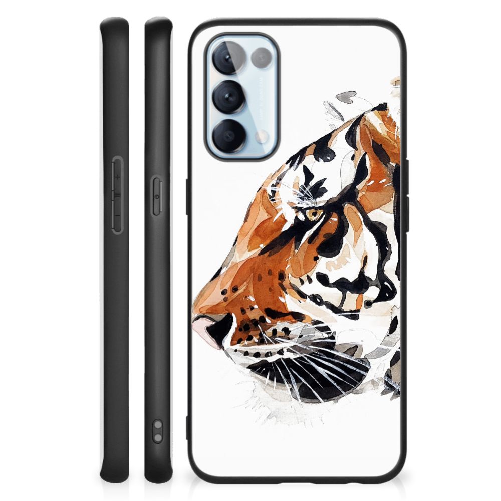Kleurrijke Telefoonhoesje OPPO Reno5 5G | Find X3 Lite Watercolor Tiger