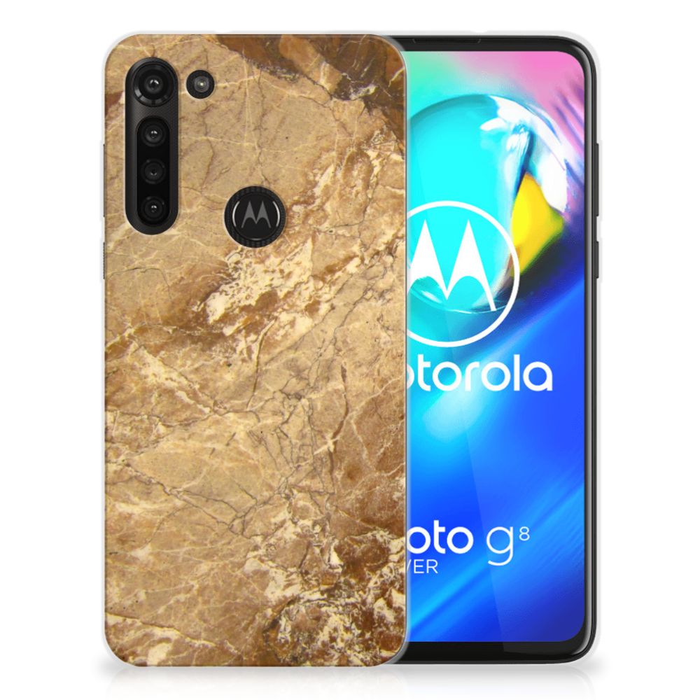 Motorola Moto G8 Power TPU Siliconen Hoesje Marmer Creme