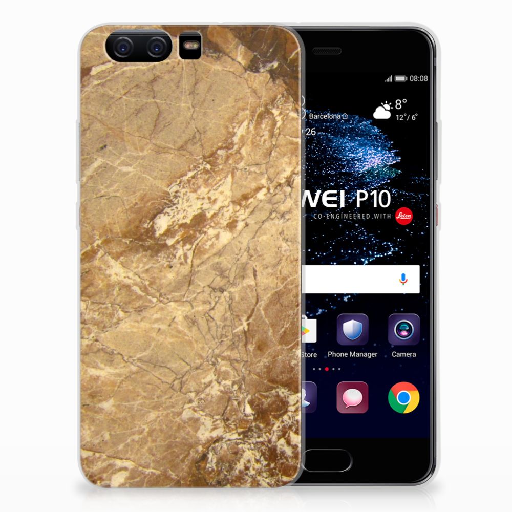 Huawei P10 TPU Siliconen Hoesje Marmer Creme