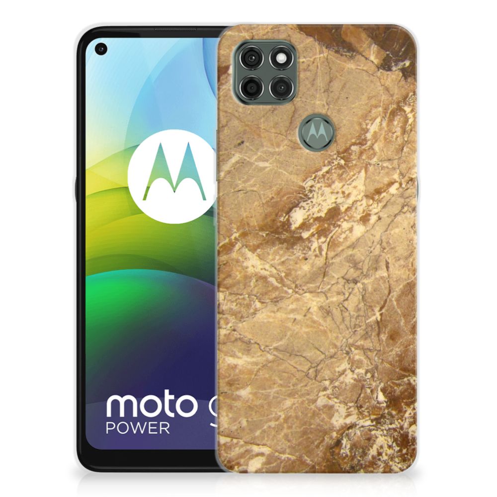 Motorola Moto G9 Power TPU Siliconen Hoesje Marmer Creme