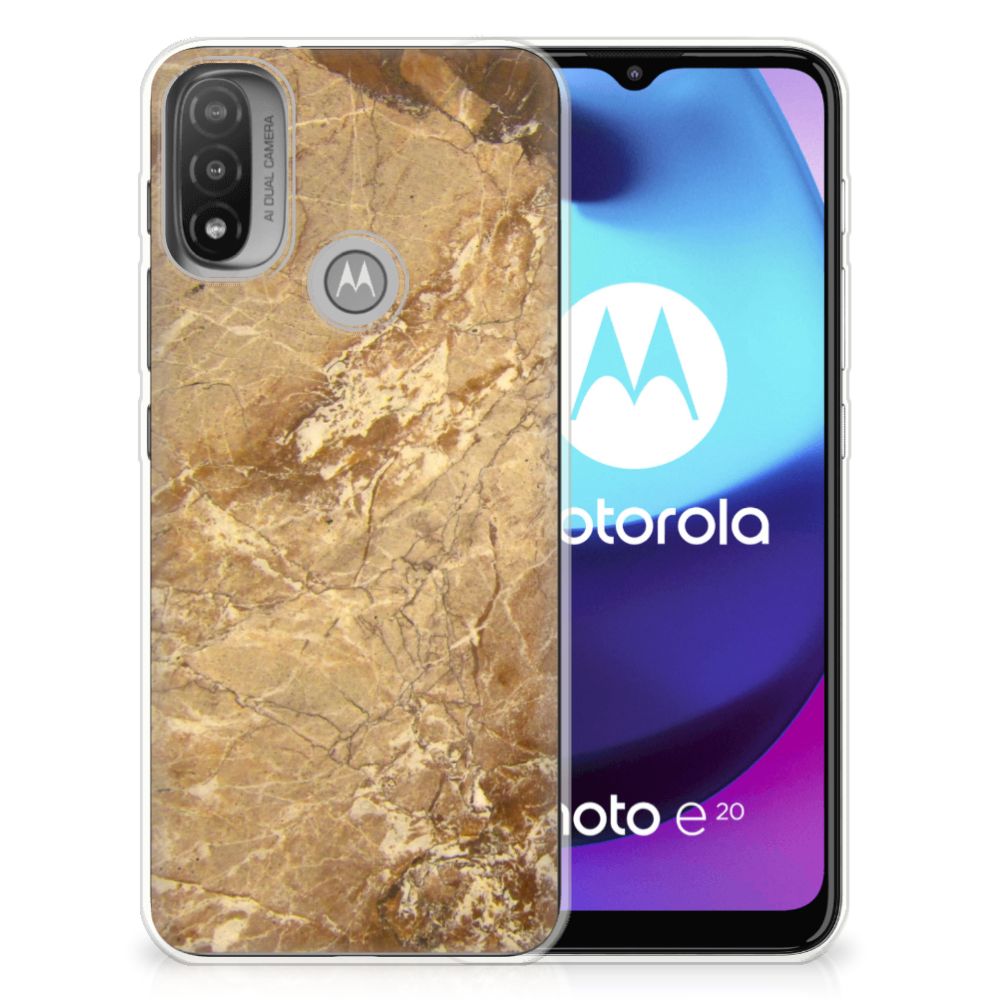 Motorola Moto E20 | E40 TPU Siliconen Hoesje Marmer Creme