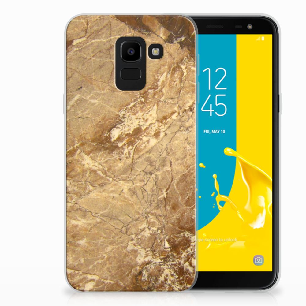 Samsung Galaxy J6 2018 TPU Siliconen Hoesje Marmer Creme