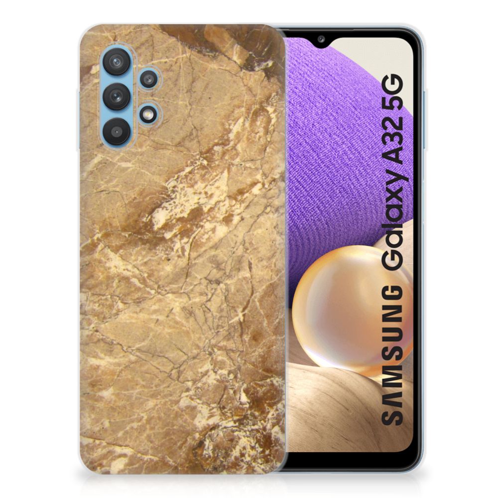 Samsung Galaxy A32 5G TPU Siliconen Hoesje Marmer Creme