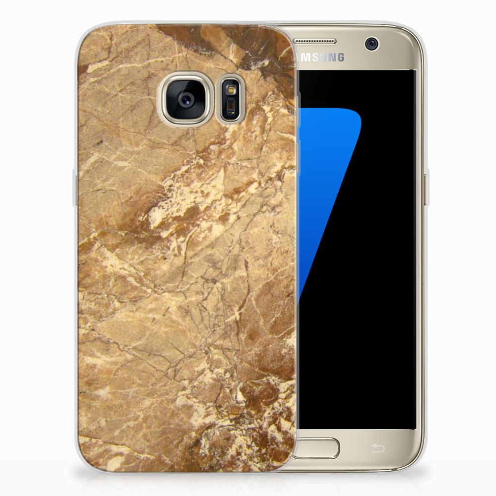 Samsung Galaxy S7 TPU Siliconen Hoesje Marmer Creme