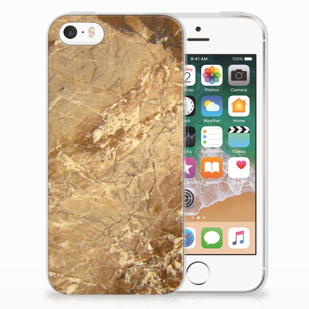 Apple iPhone SE | 5S TPU Siliconen Hoesje Marmer Creme