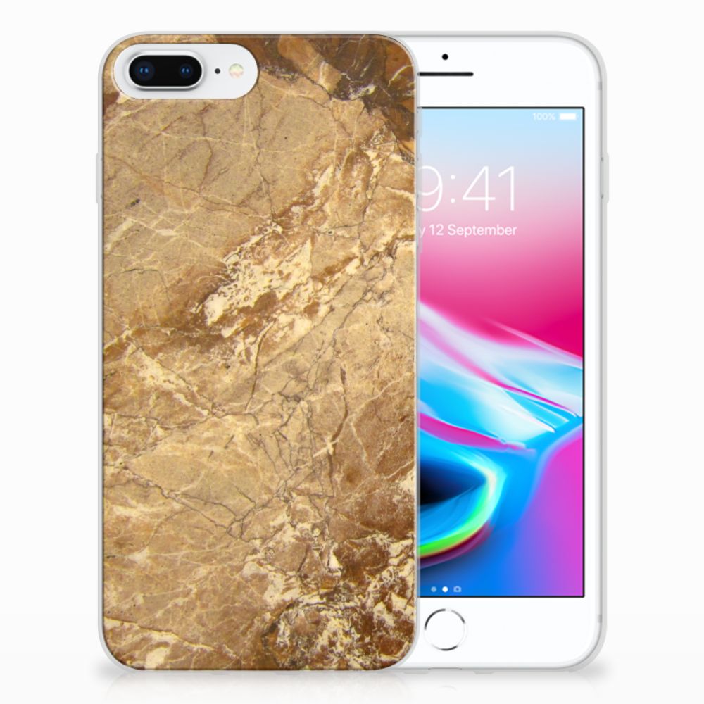 Apple iPhone 7 Plus | 8 Plus TPU Siliconen Hoesje Marmer Creme