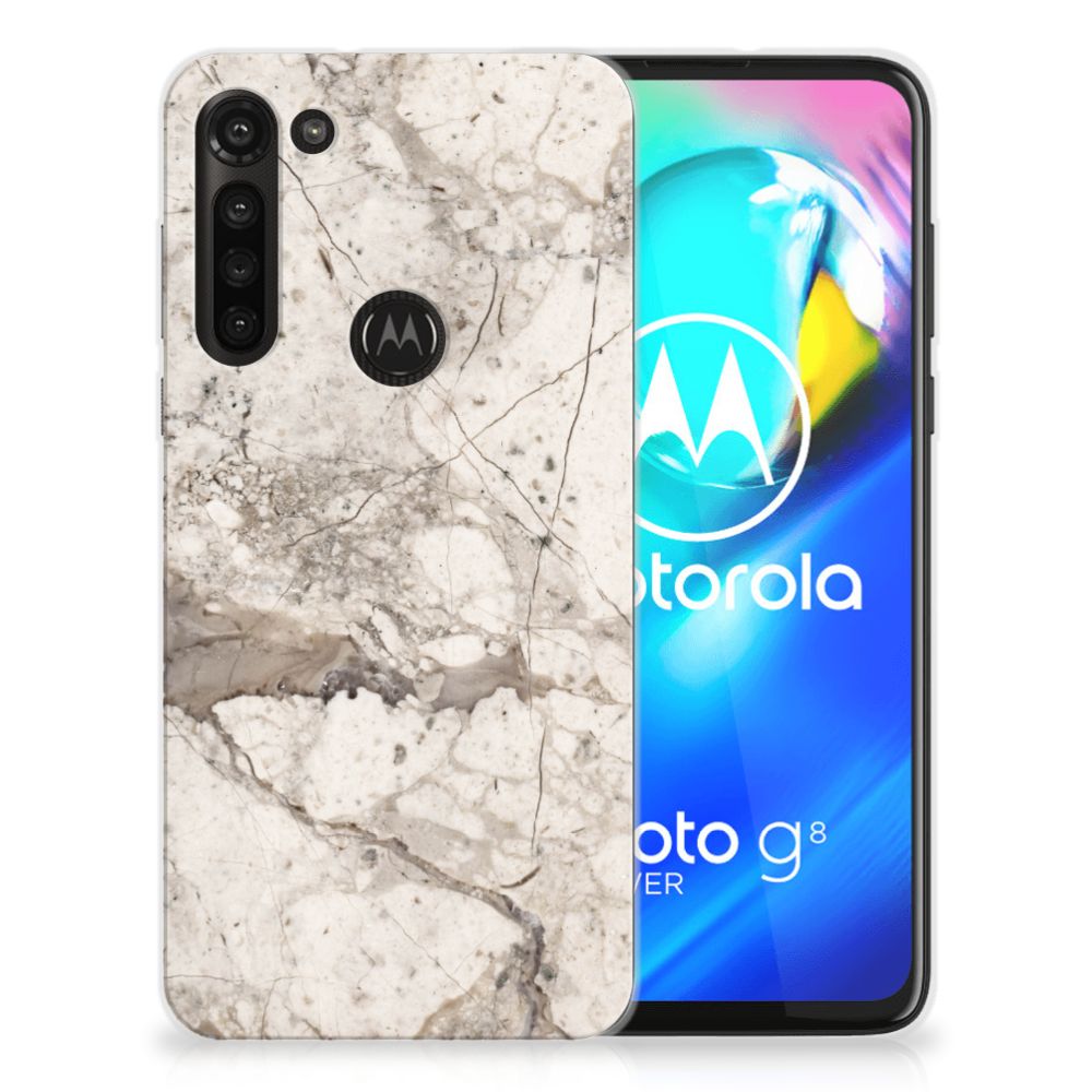 Motorola Moto G8 Power TPU Siliconen Hoesje Marmer Beige