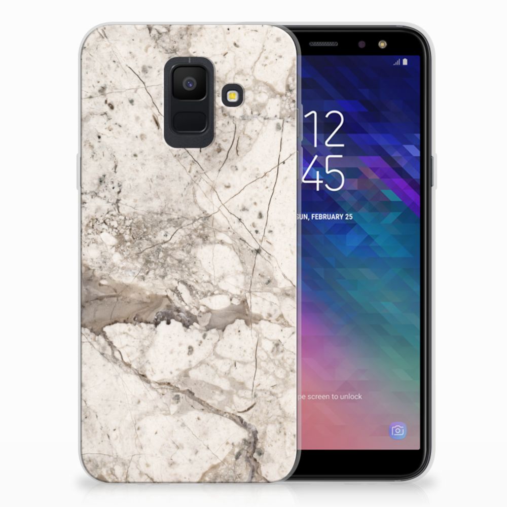 Samsung Galaxy A6 (2018) TPU Siliconen Hoesje Marmer Beige