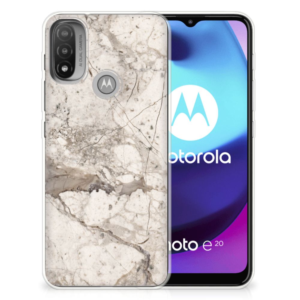 Motorola Moto E20 | E40 TPU Siliconen Hoesje Marmer Beige