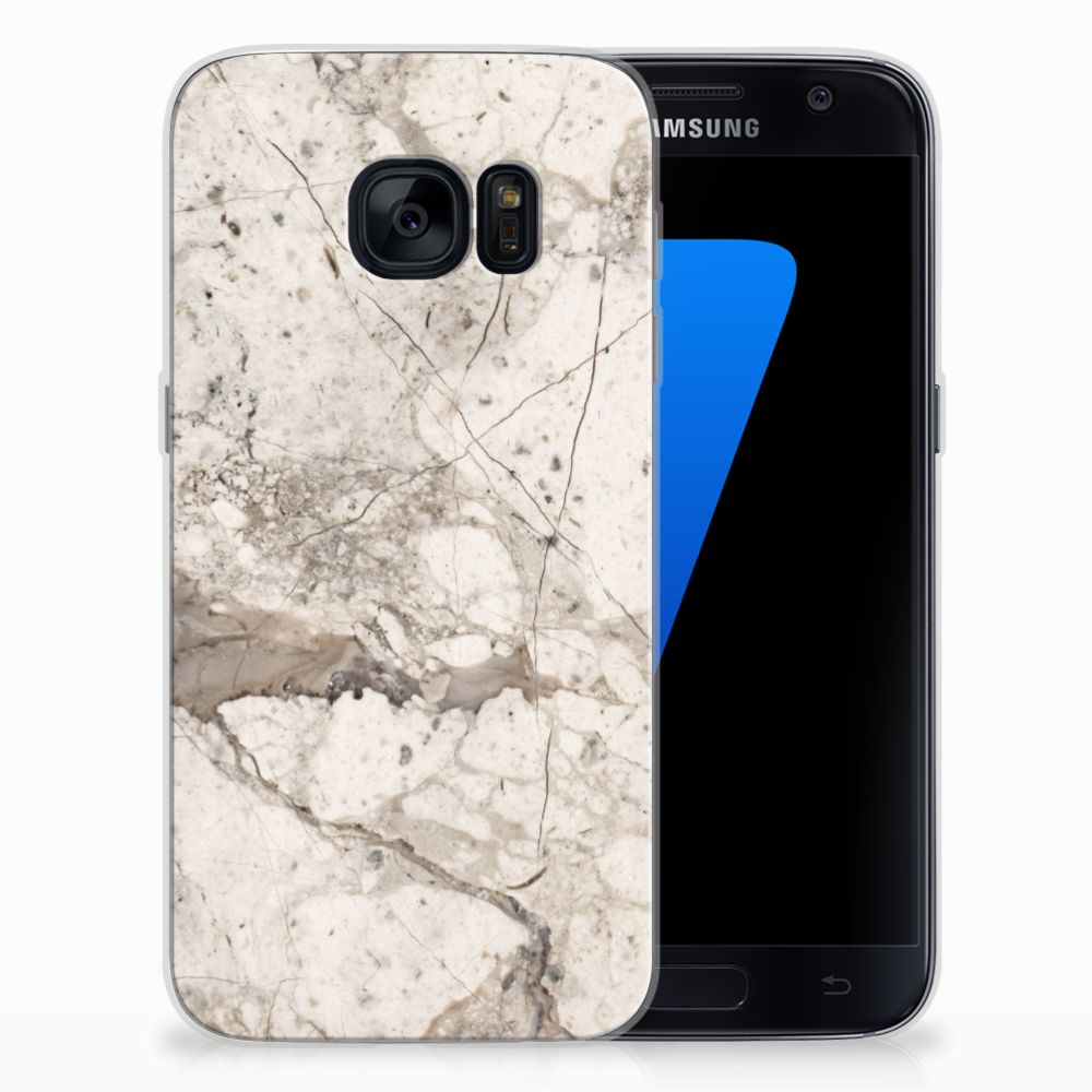 Samsung Galaxy S7 TPU Siliconen Hoesje Marmer Beige